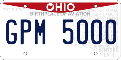 OH license plate GPM5000