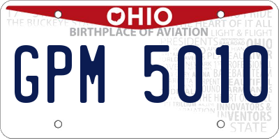 OH license plate GPM5010