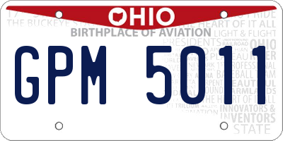 OH license plate GPM5011