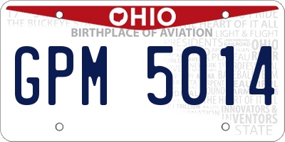 OH license plate GPM5014