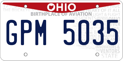 OH license plate GPM5035