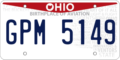 OH license plate GPM5149