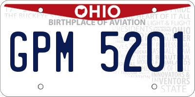 OH license plate GPM5201