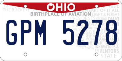 OH license plate GPM5278