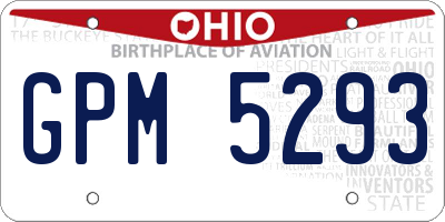 OH license plate GPM5293