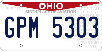 OH license plate GPM5303