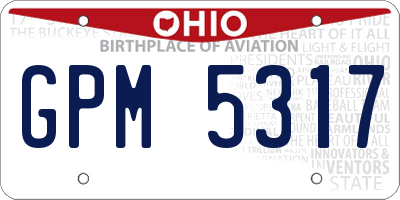 OH license plate GPM5317