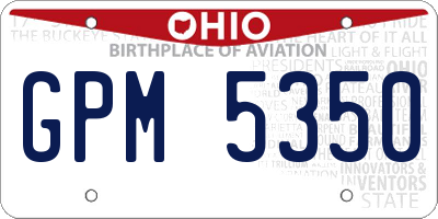 OH license plate GPM5350