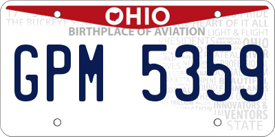 OH license plate GPM5359