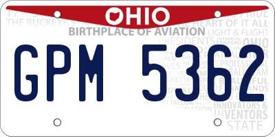 OH license plate GPM5362