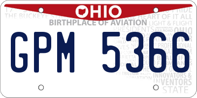 OH license plate GPM5366