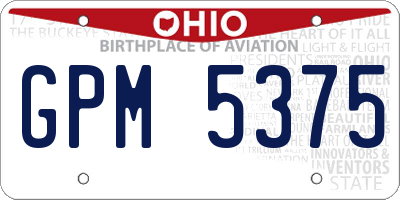 OH license plate GPM5375