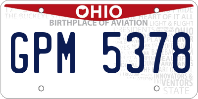OH license plate GPM5378