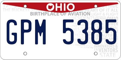 OH license plate GPM5385