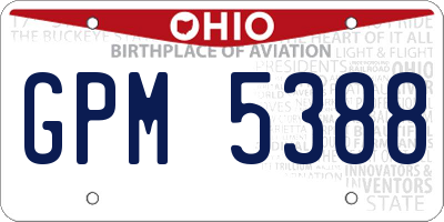 OH license plate GPM5388