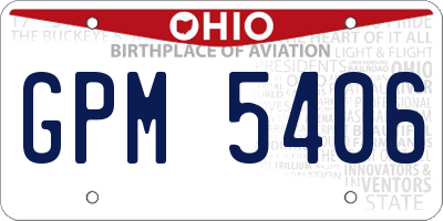 OH license plate GPM5406