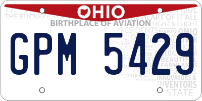 OH license plate GPM5429