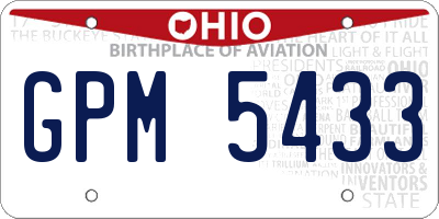 OH license plate GPM5433
