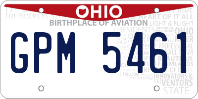 OH license plate GPM5461