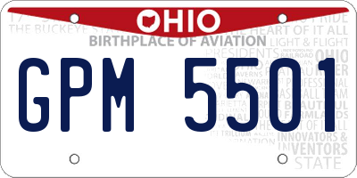 OH license plate GPM5501