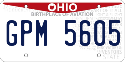 OH license plate GPM5605