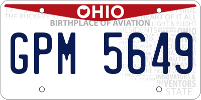 OH license plate GPM5649