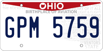 OH license plate GPM5759