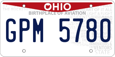 OH license plate GPM5780