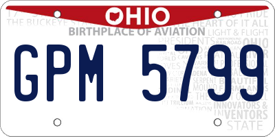 OH license plate GPM5799