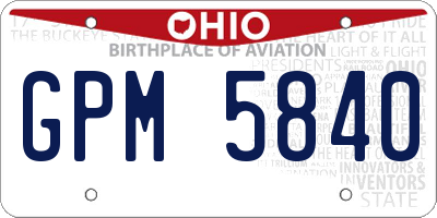 OH license plate GPM5840