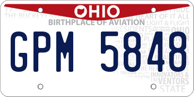 OH license plate GPM5848