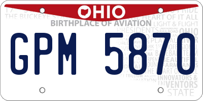 OH license plate GPM5870
