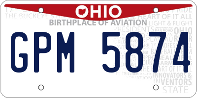 OH license plate GPM5874