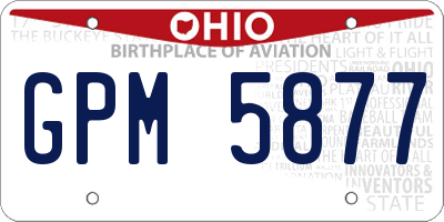 OH license plate GPM5877