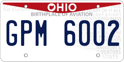 OH license plate GPM6002