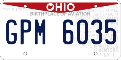 OH license plate GPM6035