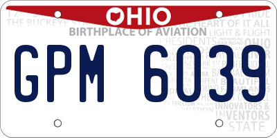 OH license plate GPM6039