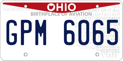 OH license plate GPM6065