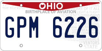 OH license plate GPM6226
