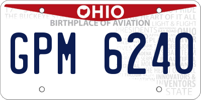 OH license plate GPM6240