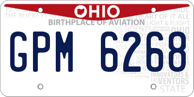 OH license plate GPM6268