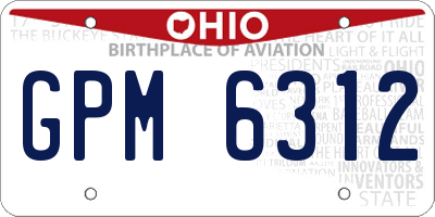 OH license plate GPM6312