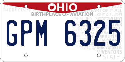 OH license plate GPM6325