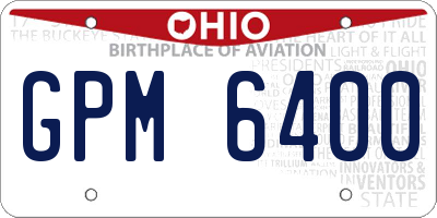 OH license plate GPM6400