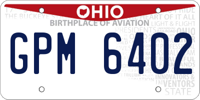 OH license plate GPM6402