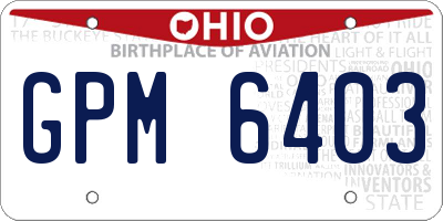 OH license plate GPM6403