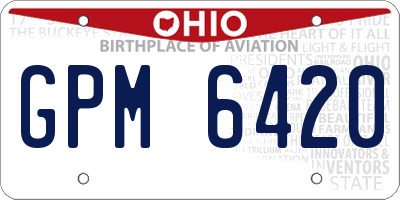 OH license plate GPM6420