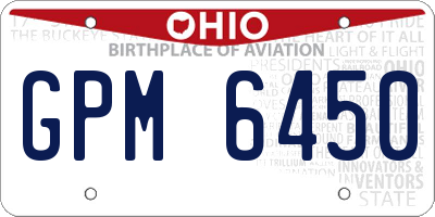 OH license plate GPM6450