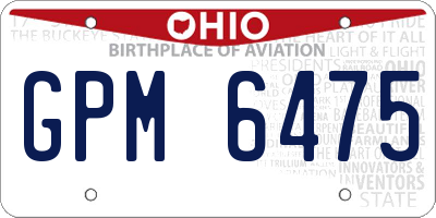 OH license plate GPM6475