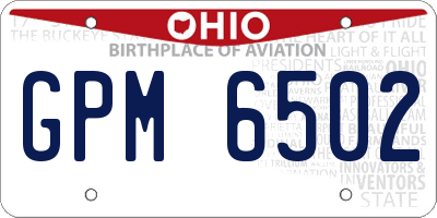 OH license plate GPM6502